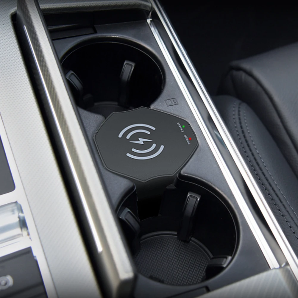 Cup Holder Mount 15W Magnetic Charger In-car Charging Rounded Edges Design 15W Fast Wireless Charging Anti-slip Panel