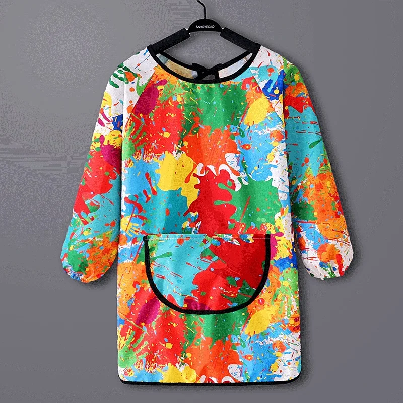 

Toddler Long Sleeve Waterproof Art Smock Kids Painting Apron Baby Girls Bib