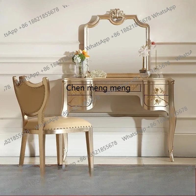 

French high-end solid wood luxury dressing table European court style painted makeup table