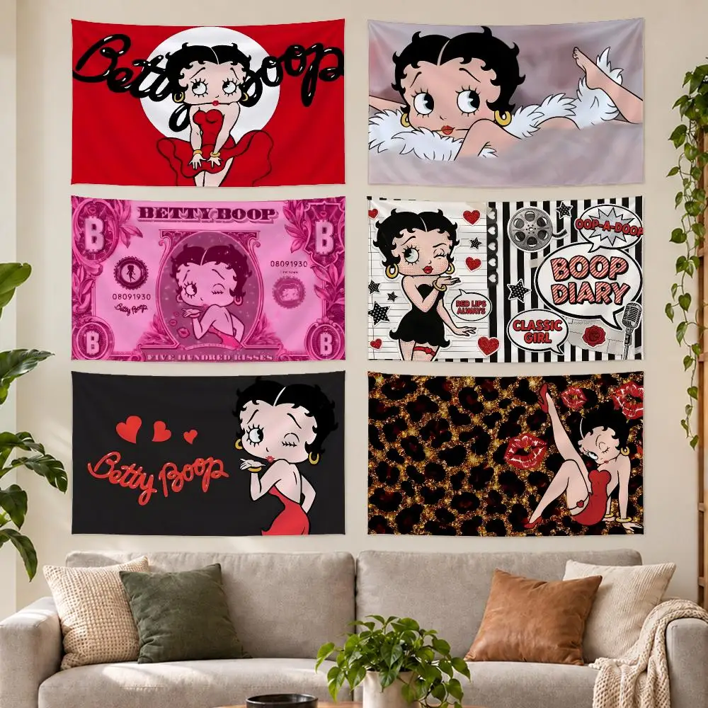Cartoon B-Betty Boop Tapestry Outdoor Parties Bedrooms Living Rooms Dorm Rooms Wall Decor Banners Gifts