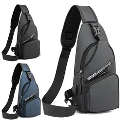 Men's chest bag New crossbody USB rechargeable backpack waterproof travel small backpack