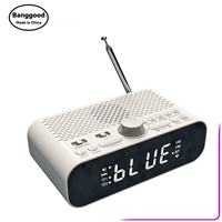 BTA5 Clock-controlled Bluetooth Speaker, Large Display Time Alarm Clock Radio, Multi-button w/ Antenna, Built-in Lithium Battery