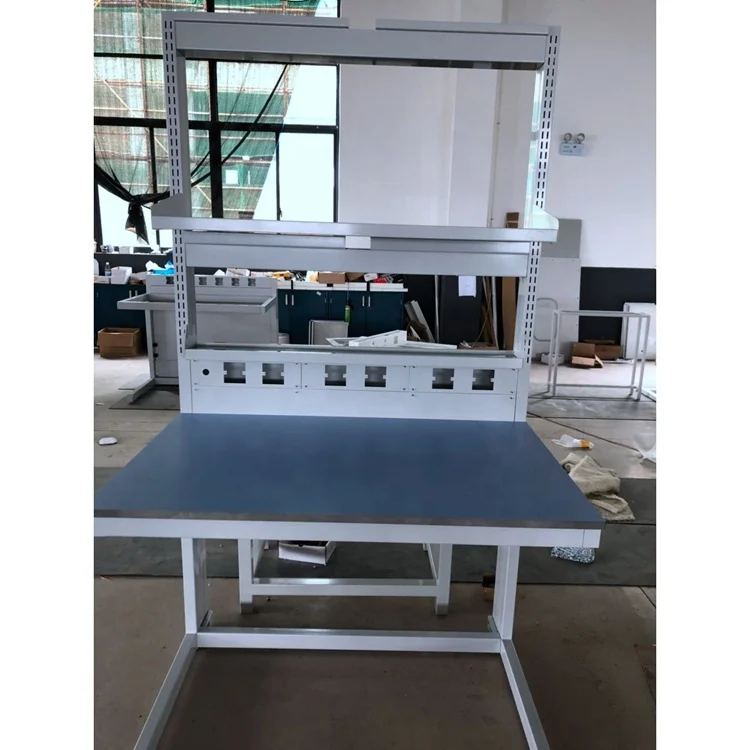 Lab furniture steel work bench chemical resistant table workbench with cabinets stainless steel work bench