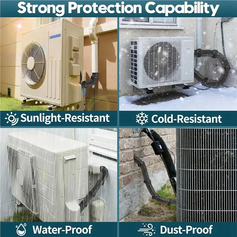 DTA4-2X 3-Layer HVAC Copper Pipe Insulation Cover,72 Inch X10.2 Inch AC Pipe Insulation Cover,Flexible Insulation Sleeve Wrap