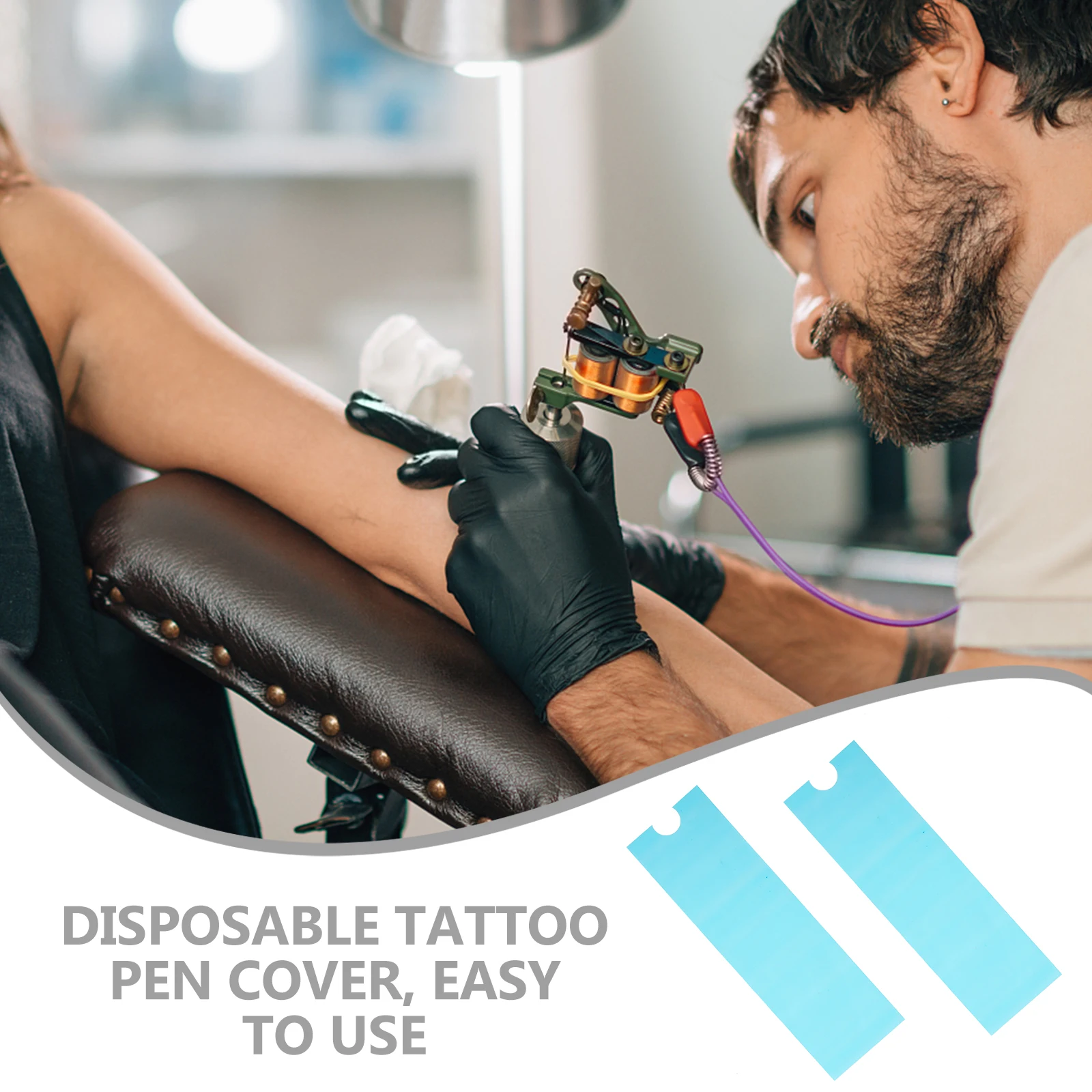 غطاء الوشم القابل للتصرف توريد الوشم الأزرق البلاستيك كم آلة التفاف هوك خط حقيبة العرض هيئة الفن الملحقات