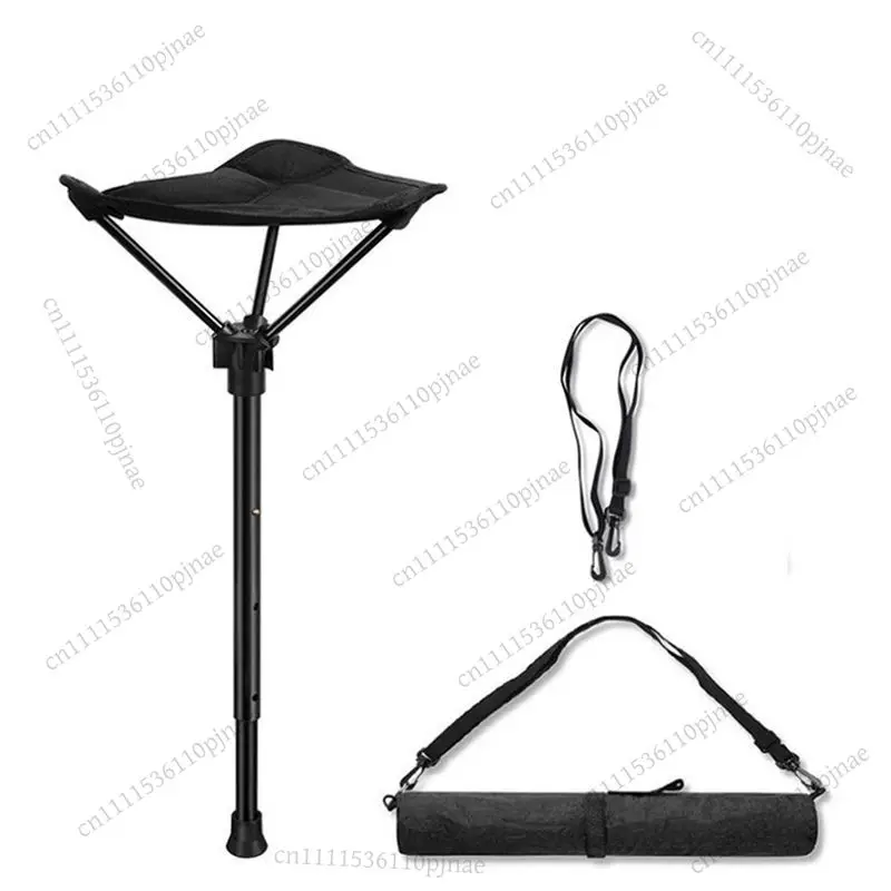 Folding Portable Travel Stool, Compact Collapsible Stool with Telescoping Height Adjustable Support Stand