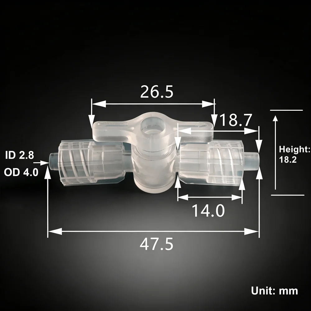 10PCS PP Plastic Double Male Two-Way Stopcock Valve Chemical Resistant Fitting for Laboratory And Industrial Use