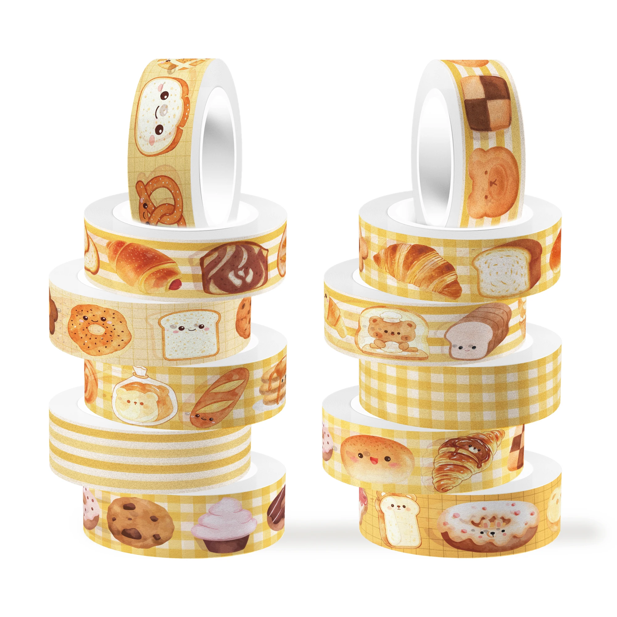 12 Rolls Bear Bread Pattern Washi Tape Set,Decorative Paper Stickers,Craft Tape for Scrapbooking Decoration Party Supplies - view 4