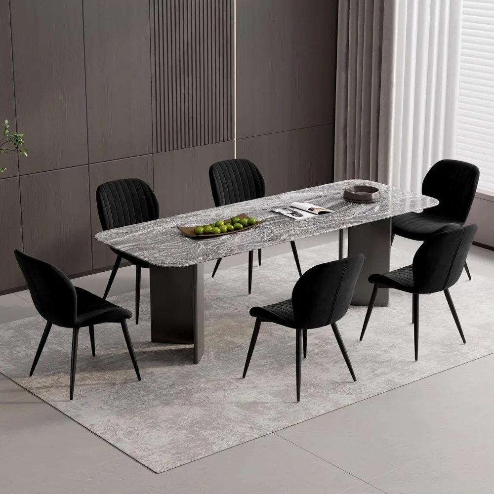 

Dining Chairs Set of 6 Modern Velvet Dining Room Chairs Upholstered Dining Chairs with Thick Cushions Metal Legs Armless Back Ch