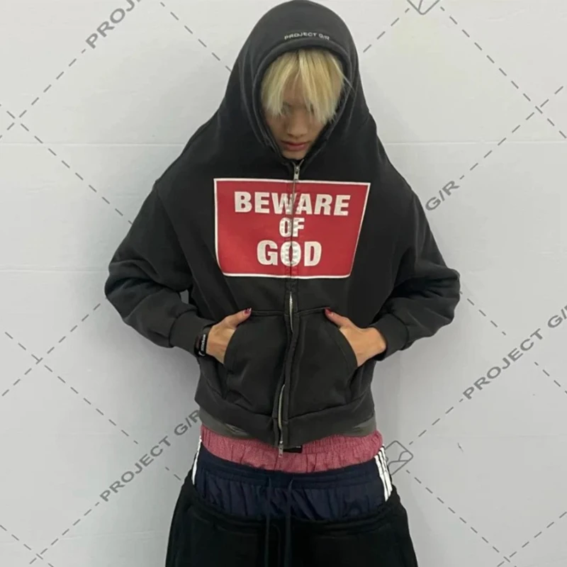 

Grailz Project G/R High-Quality 2026 Slogan Zip-Up Hoodie Sweatshirt Outerwear Jacket