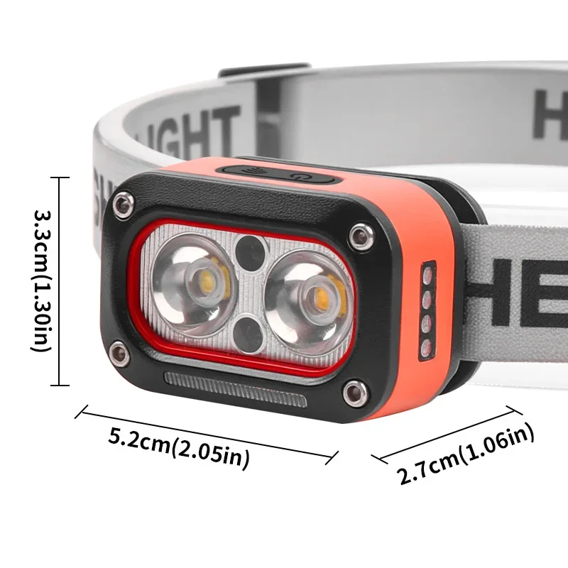 Three Light Strong Light Sensor Headlamp LED Sensor Head Lamp USB Rechargeable Outdoor Lighting Headwear Light Source