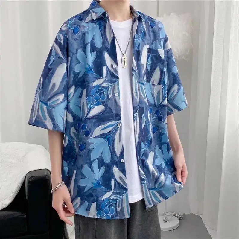 

2023 Summer New Fashion Shirts Men Comfortable Casual Tops Comfortable Casual Loose Shirt All-match Boutique Dress Simple Style