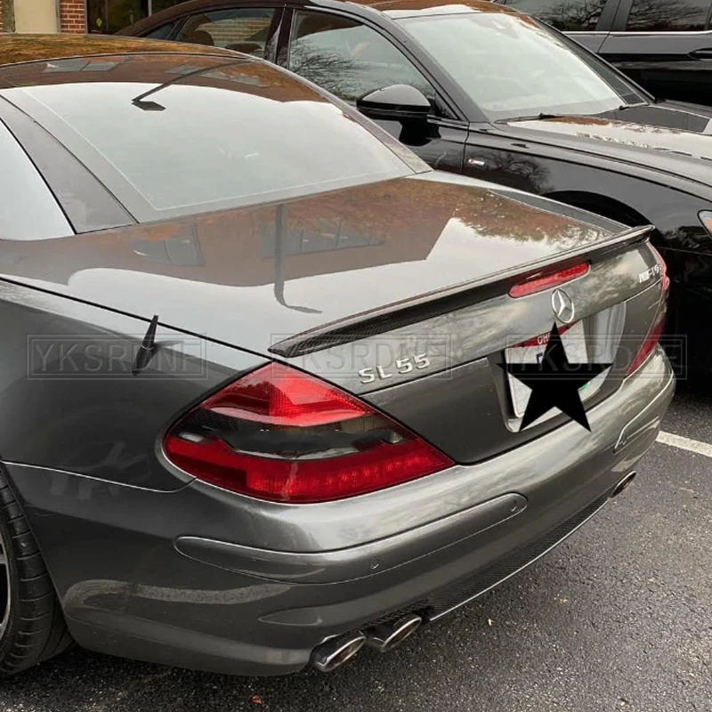 For Mercedes-Benz SL-Class R230 SL350 SL500 SL55 SL63 2006 -2012 FRP Unpainted Real Carbon Fiber Spoiler Trunk Boot Wing Spoiler