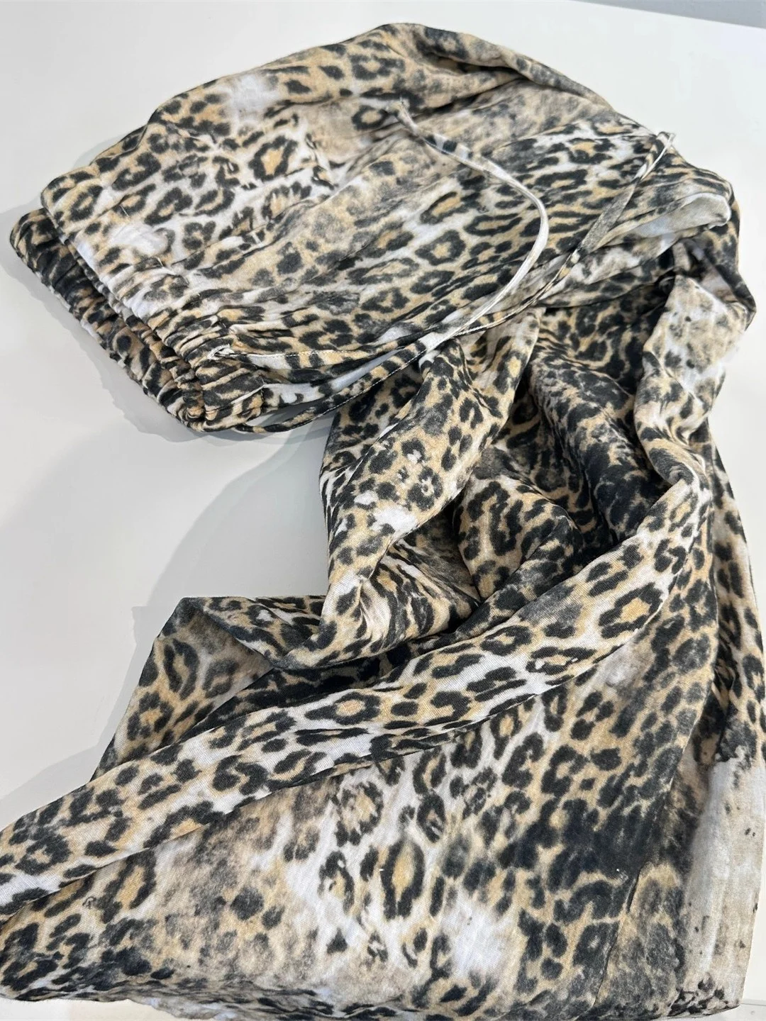 Trendige große Größe 300-Pou-Lazy-Leopardenmuster-Freizeithose für Damen, Sommer, elastische Taille, D-String, Baumwollleinen, gerades Bein...