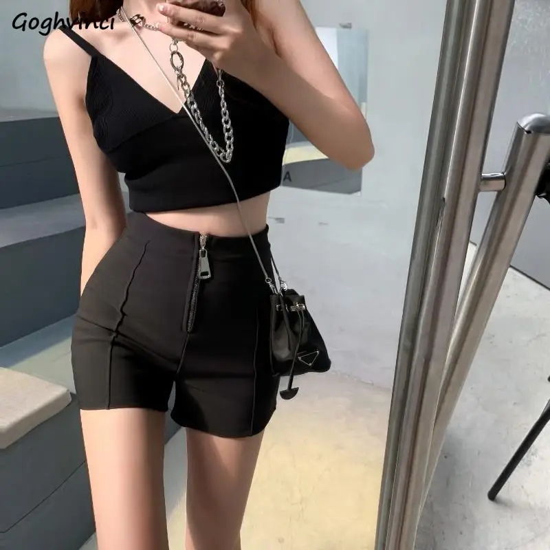 

High Waist Casual Shorts Women Black A-line Trousers Summer Slim Sexy Designed Fashion All-match Tender Soft Outwear Holiday