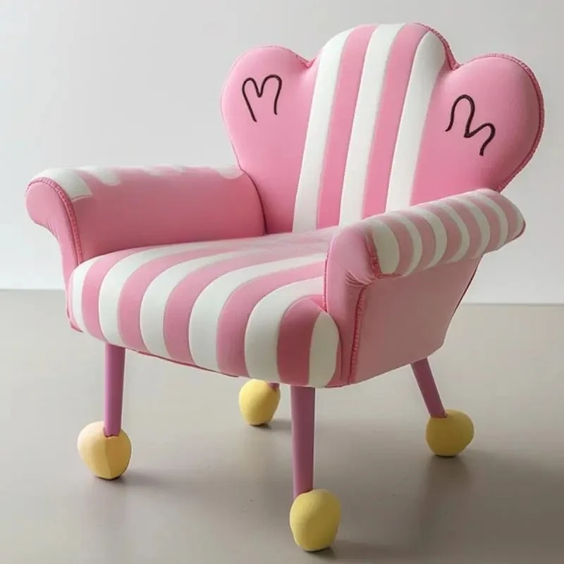 Y1 Living room striped single sofa chair pink girl heart bedroom princess casual makeup chair