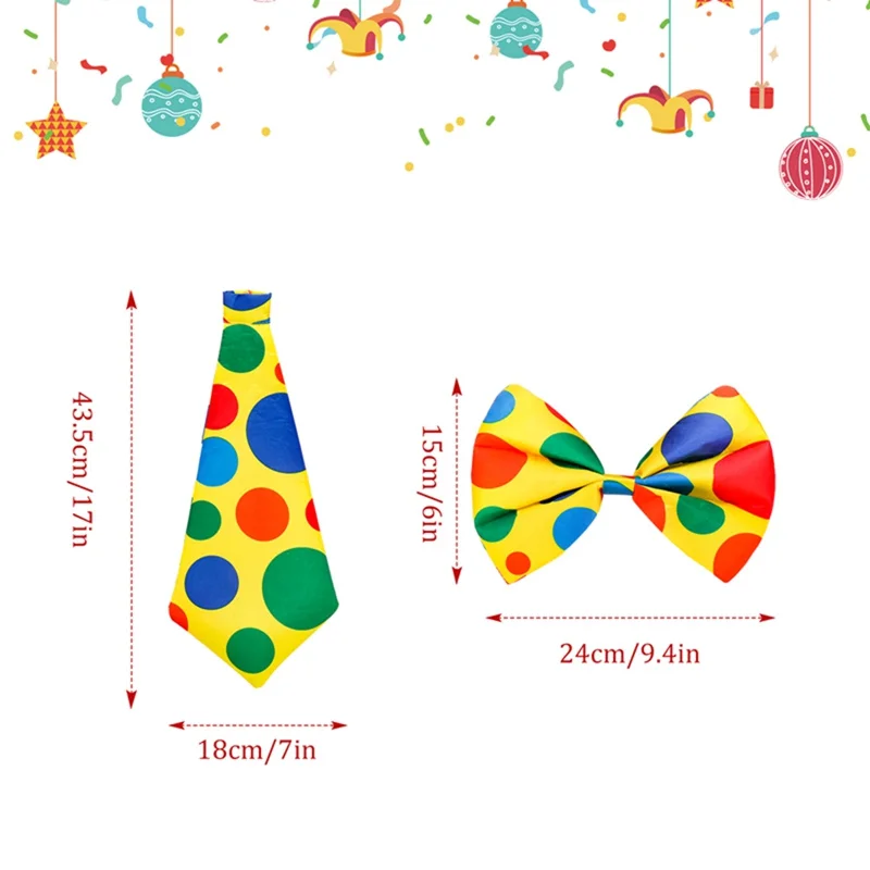 Zabawny kostium Jokera Rekwizyt klauna Halloween Cosplay Karnawał Impreza Cyrk Akcesoria Krawat Muszka Peruki Nakrycia głowy Czapki