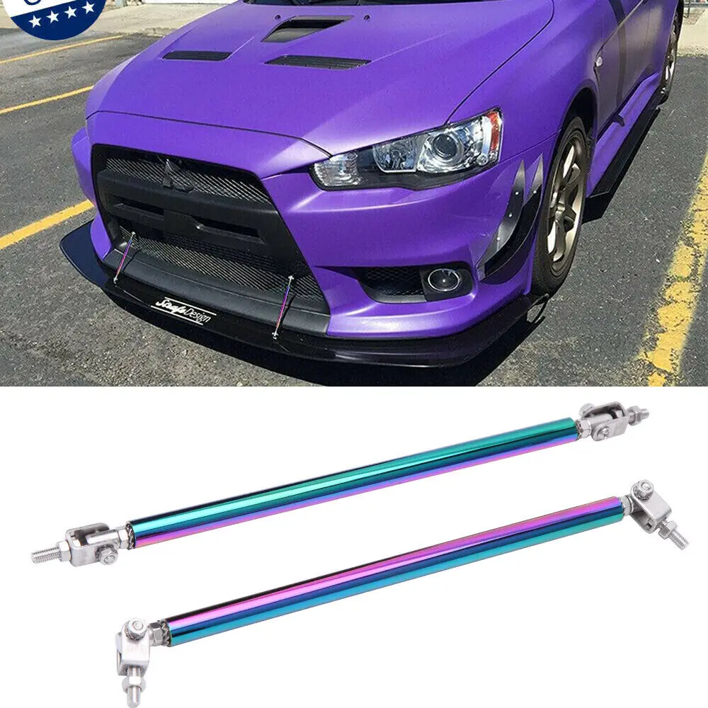 LAICY For Mitsubishi Lancer Evo X 15cm Adjustable Front Bumper Lip Splitter Strut Rods Tie Support Bars Spoiler Pull Strut Rod