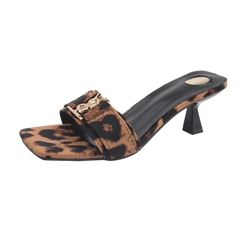 Summer Comfortable Women Slipper Designer Buckle Square Toe Ladies Sandals Thin Low Heels Casual Party Shoes Zapatos Mujer