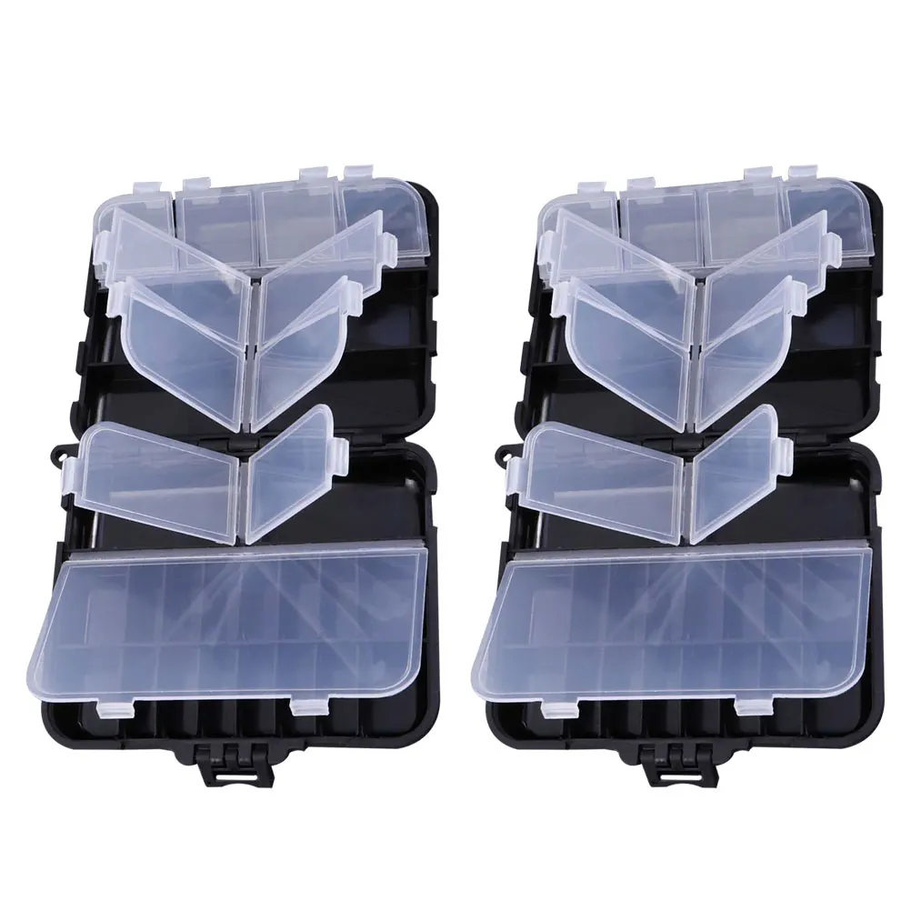 

2pcs Fishing Tackle Box Portable Organizer Multi-Function Storage For Lures Hooks Accessories Compact Design Durable Plastic
