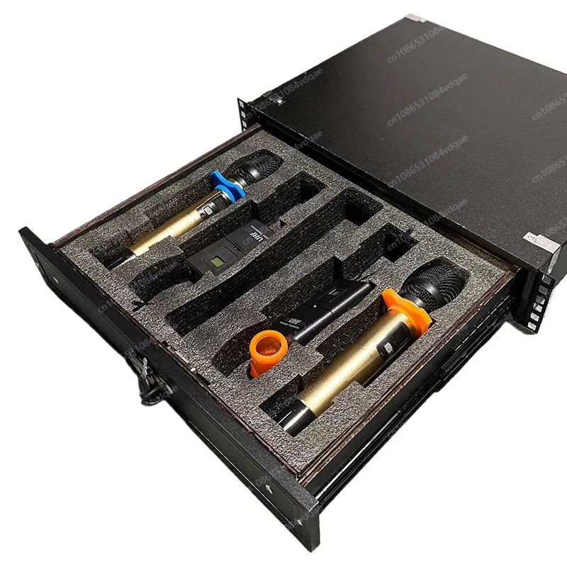 2U Cabinet Drawer with Lock Microphone Protection Cotton Air Case Accessories 19-inch Audio Cabinet Power Amplifier Shelf
