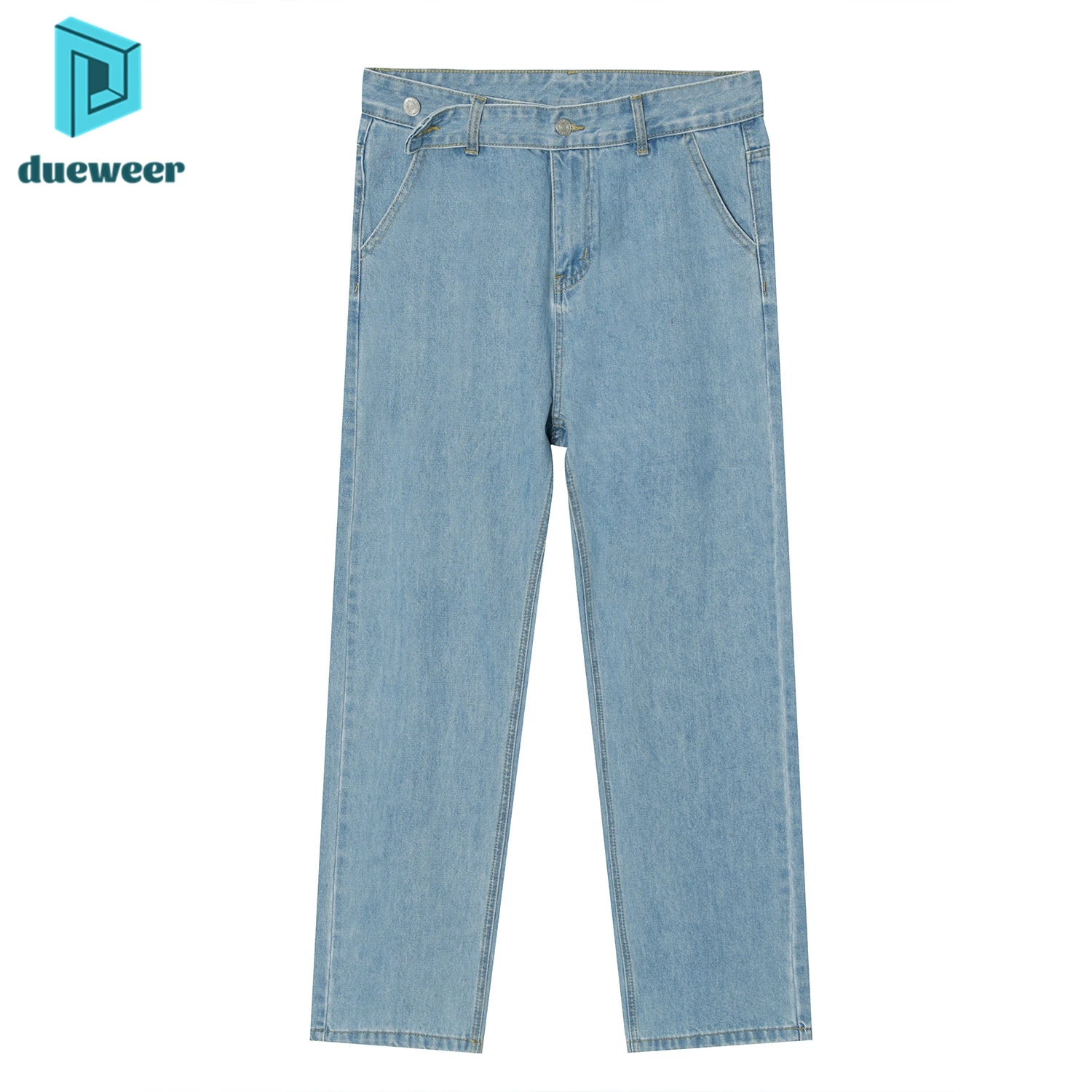 

DUEWEER Men's Loose Straight Light Blue Irregular Jeans Oversized Baggy Trousers for Men Harajuku Denim Pants Casual Streetwear