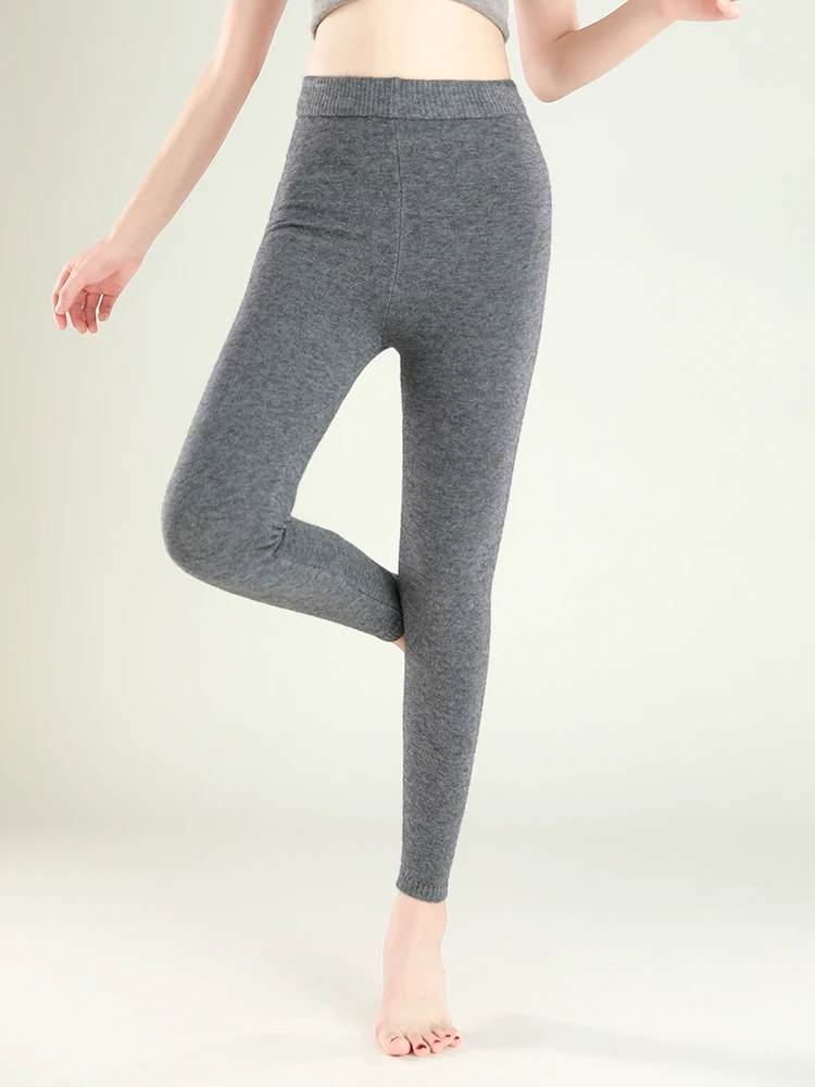 

Winter New Women's Camere Pants Knitted Thin High Elastic Warm Fce Lined Premium Quali Wool Trousers High Waist Long L...