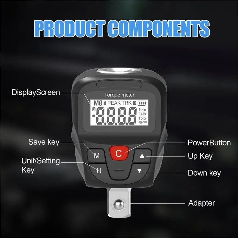 Torque Tester Digital 17-340 Nm Electronic Wrench Meter Adapter Bike Car Repair Hand Tools Set