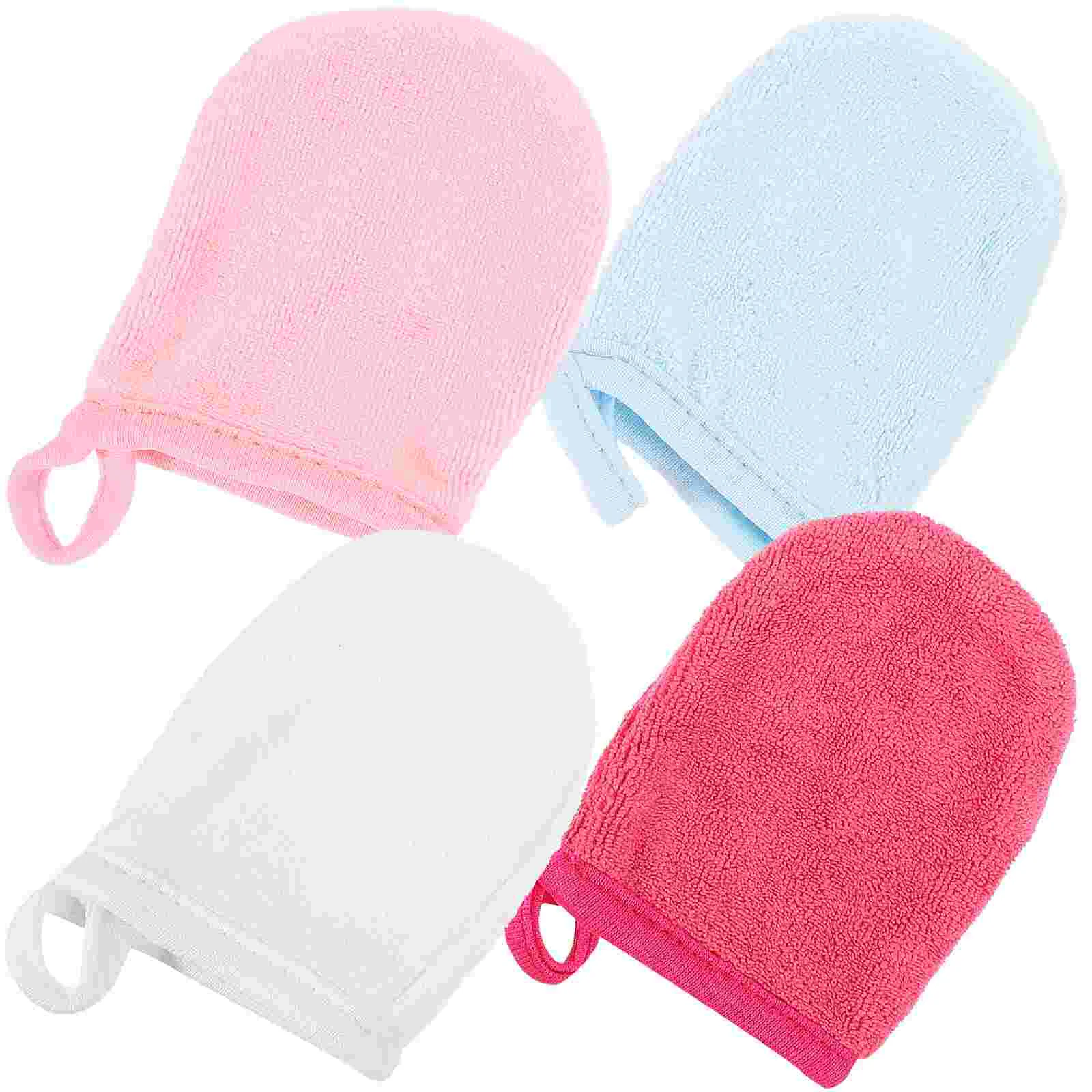 

4 Pcs Cleansing Fingertips Face Gloves Reusable Makeup Remover Pads Cleaning Wipes Cloths Fiber Facial Towels