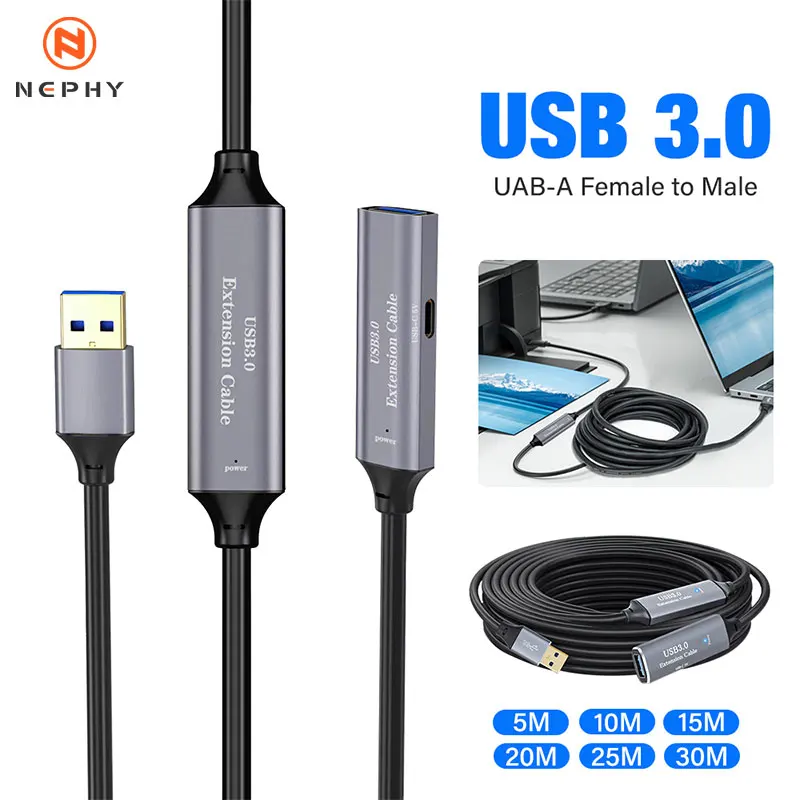 Cable de extensión activo USB 3.0 tipo A macho a tipo A hembra repetidor USB con potenciador de señal para Oculus Rift, Quest Link, etc.