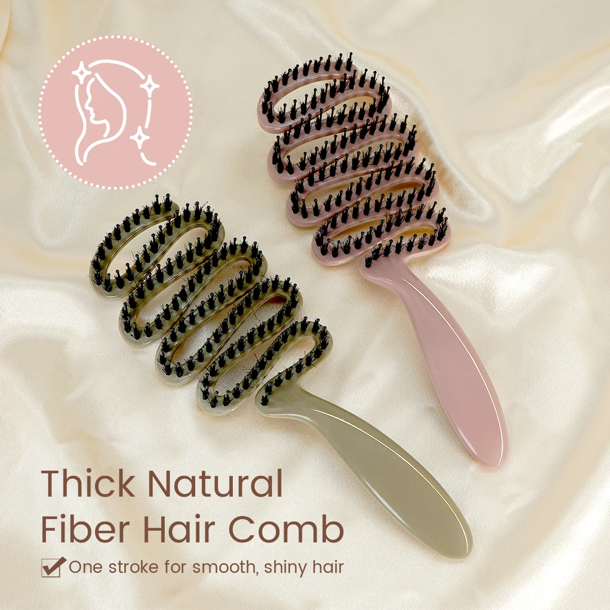 Vent Hair Brush with Black Bristles Scalp Massage Detangling Hair Styling Tool for Curly Straight Hair Men Women Daily Use