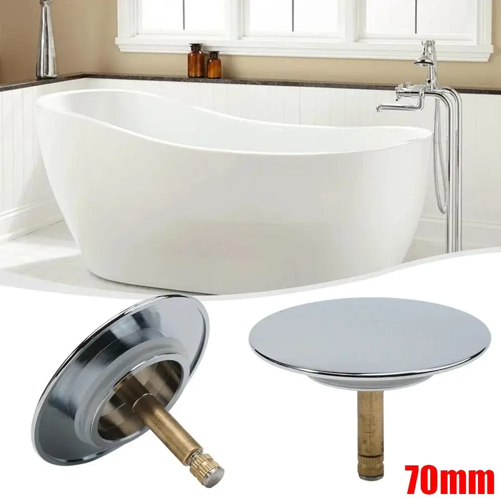 

1Pcs New Pop Up Waste Stopper Bathtub Plug Brass Only Flat Seal Bath Stopper 70mm Adjustable Bathroom Tub Drain Filter