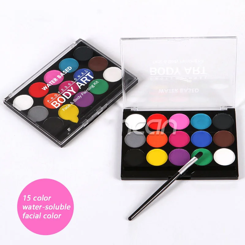 15 Colors Face Body Painting Non Toxic Safe Water Paint Oil with Brush Christmas Halloween Makeup Party Tools