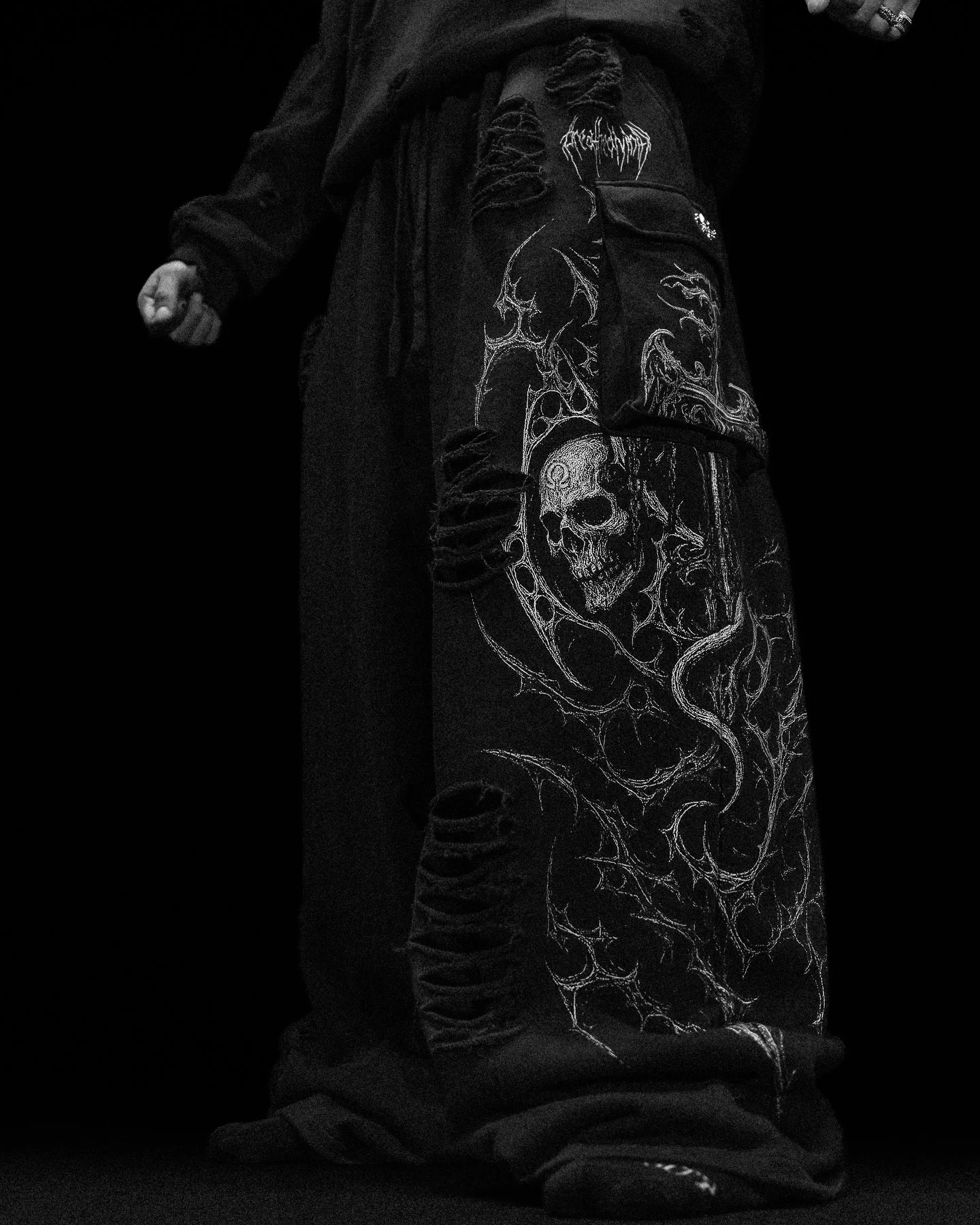 Y2K Gothic Geperforeerde Modieuze Wijde Pijpen Lange Broek Heren Dark Skull Distressed Casual Oversized Sportbroek Dames
