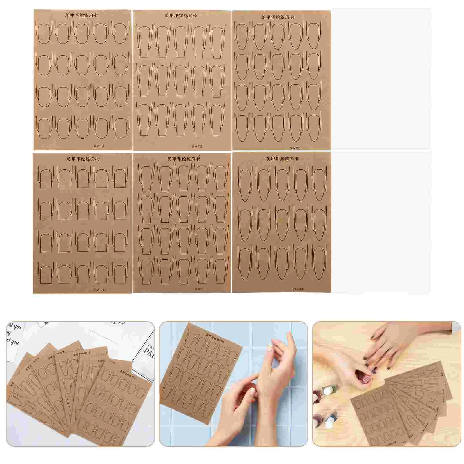 Nail Practice Card Tracing Book for Beginners Template Golden Paper Drawing