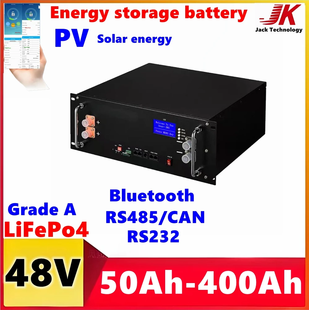 

JK 6000+cycles 48V 100Ah Lifepo4 50Ah 120Ah 150Ah 200Ah 300Ah 400Ah Battery with CAN RS485 for 5Kw 10KW Solar System PV Inverter