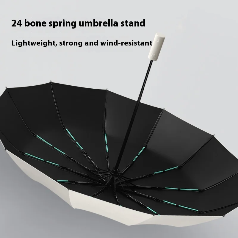مظلة 24 ضلعًا شديدة التحمل مفتوحة/مغلقة مقاومة للرياح للجنسين قابلة للطي - حماية من الأشعة فوق البنفسجية 50+ من الأشعة فوق البنفسجية، متينة وري #2