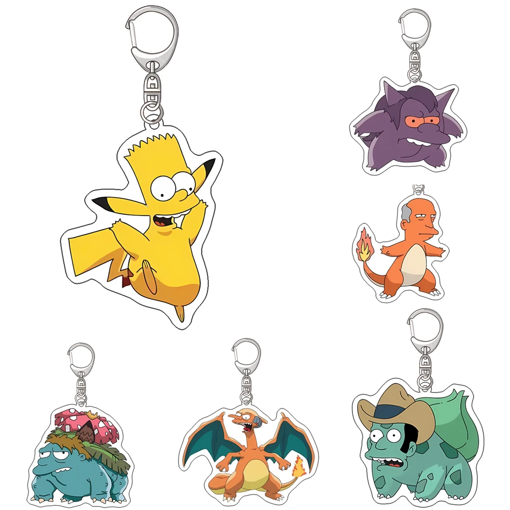 Anime Simpsons Acrylic Keychain Fashion Cartoon Children Pendant Figure Keyring Jewelry Creative Bag Charms Accessories Gift