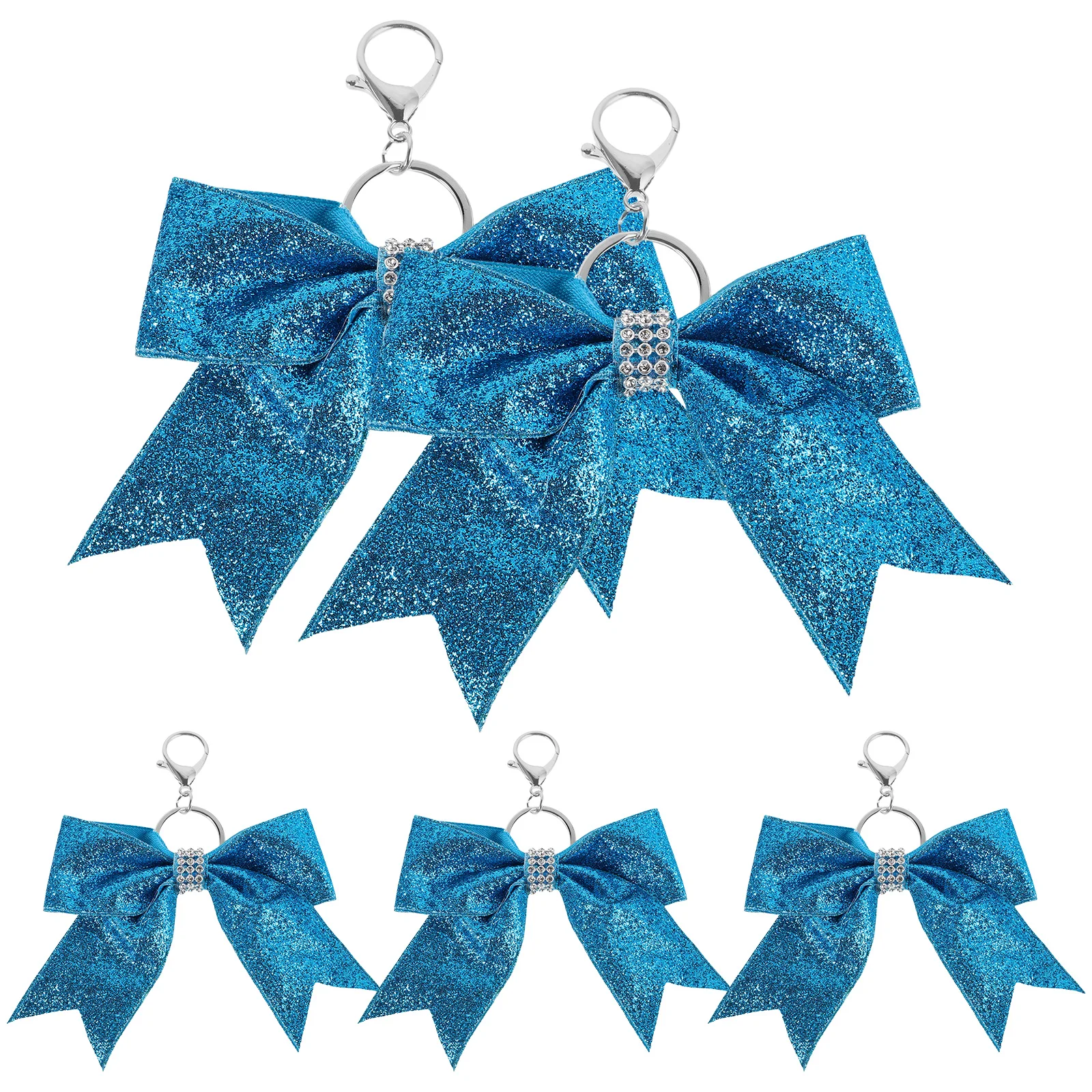 

5pcs Bow Keychain Charm Sparkling Rhinestone for Purse Bag Car Hanging Women Key Ring Travel Party Beaded Pendant
