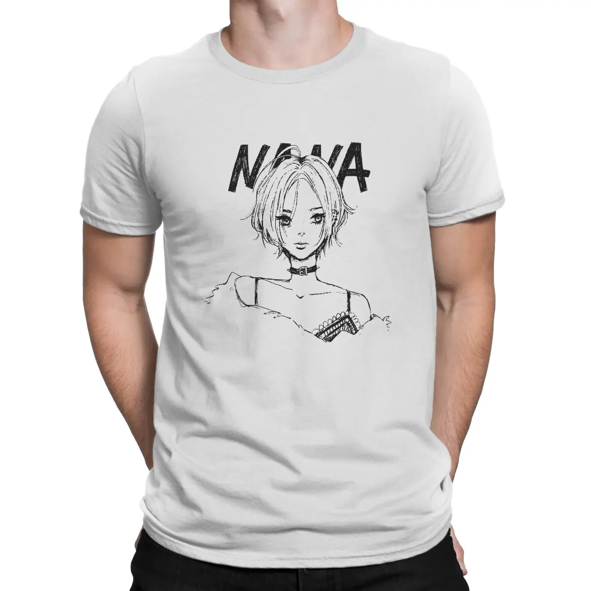 Anime Men's T Shirt NANA Humorous Tees Short Sleeve Round Neck T-Shirt Graphic Clothing