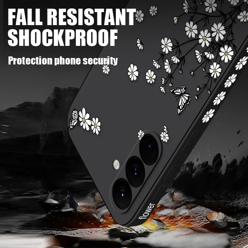 Flower Case For Samsung Galaxy S24 S25 S23 S22 Ultra S21 S20 FE A15 A25 A35 A55 A34 A36 A16 A17 A56 A54 5G Coque Lanyard Cover