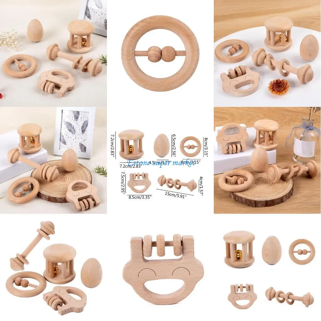 

090B мульти-форма детский деревянный прорезыватель из натурального дерева, кольцо-погремушка, прорезыватель для кормления,