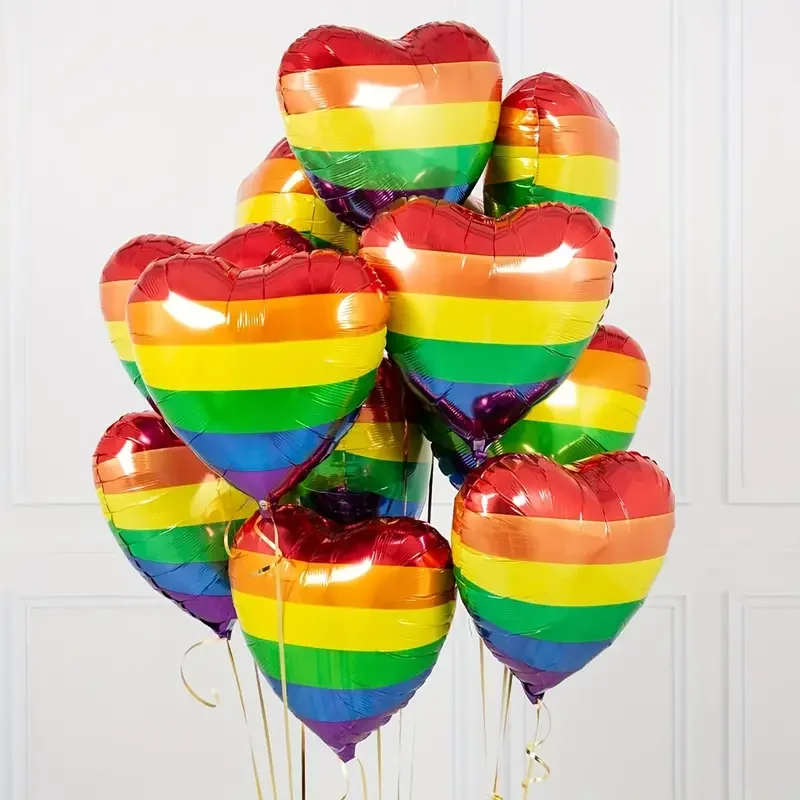 10pcs 18Inch Rainbow Heart Foil Helium Balloons Birthday Theme Party Baby Shower Kids Toys Air Globos Wedding Decoration