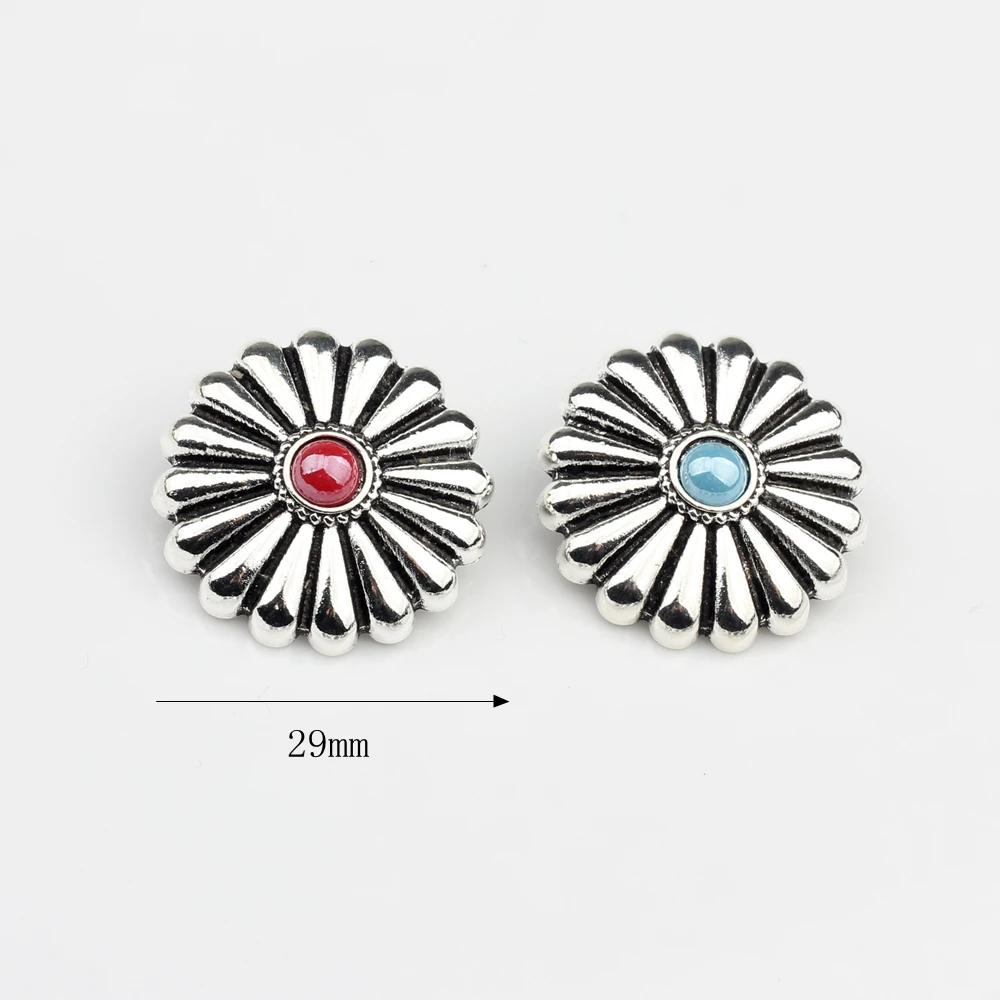 3pcs/lot 30MM Retro Zinc Alloy Round  Clothes Decorative Daisy Buttons Charms Pendant For DIY CONCHO Jewelry Accessories image 3