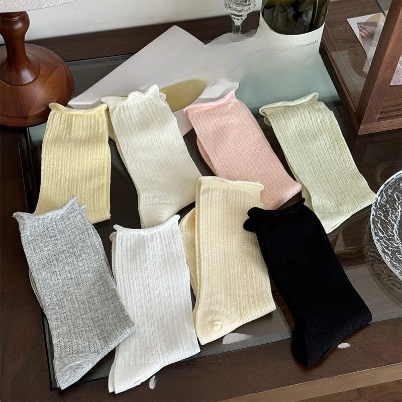 

8 пар женских чулок, новые удобные однотонные гольфы, женские повседневные модные тонкие дышащие свободные носки