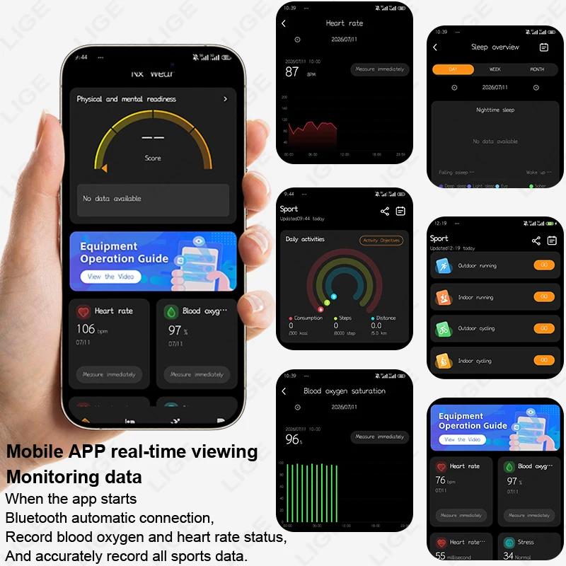 LIGE New Ultra-light Smart Watch Women Men Heart rate sleep Monitor Call Reminder Sports Fitness Men Smart Watch For Android ios
