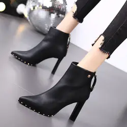 Short Shoes for Woman Studded Women's Ankle Boots Pointed Toe Booties Very High Heels Heeled Footwear Sexy Sale New In Hot Y2k