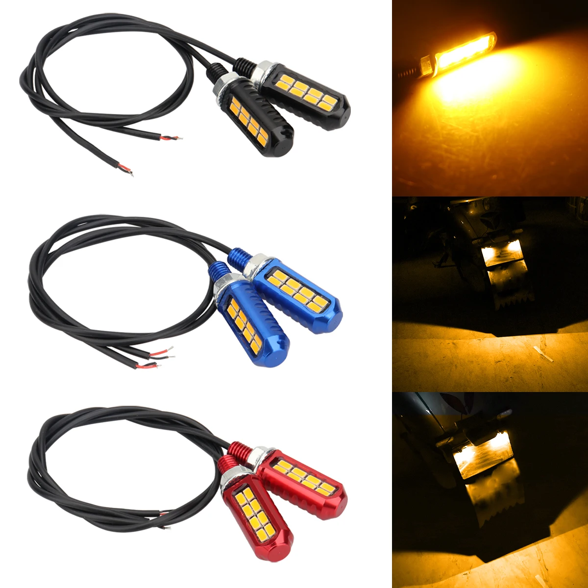 

1pair Motorcycle LED Bulb 8SMD Mini License Plate Light Yellow Light Indicator Tail Rear Light DRL Driving Lamp Signal Indicator
