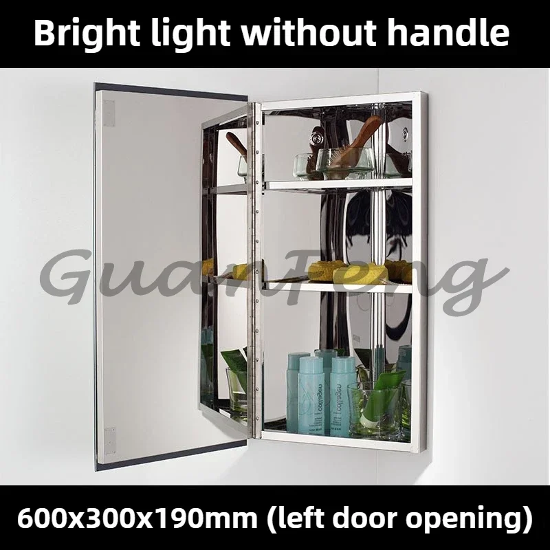Wall Mounted Triangular Corner Mirror Cabinet, Stainless Steel 3-Tier Storage Cabinet, Modern Simple Bathroom Organizer