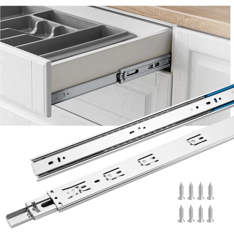 

Close Drawer Slides 22 Inch – Heavy Duty Full Extension Drawer Glides, Ball Bearing Side Mount Cabinet R